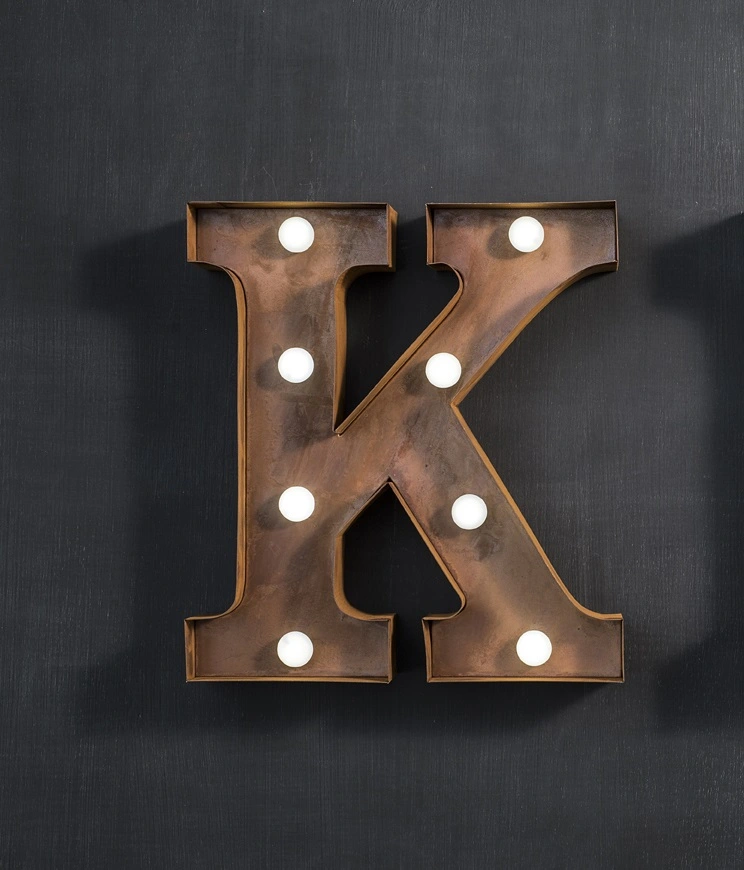 Настенный декор буква "K" с подсветкой LED, 2 цвета  в Москве