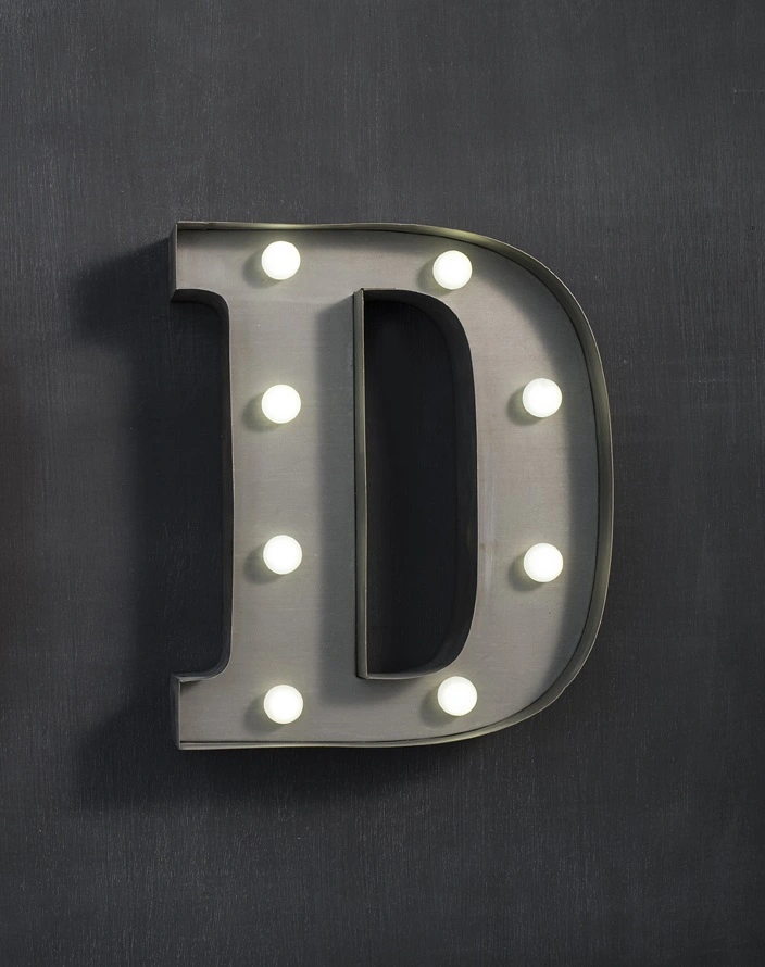 Настенный декор буква "D" с подсветкой LED, 2 цвета  в Москве