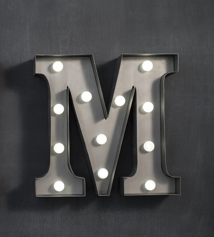 Настенный декор буква "M" с подсветкой LED, 2 цвета  в Москве
