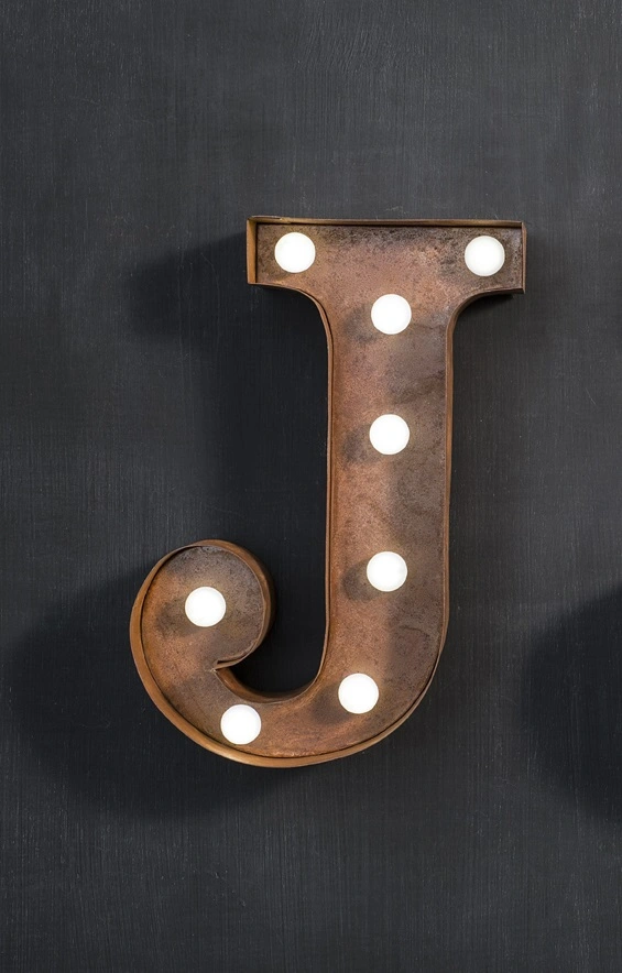 Настенный декор буква "J" с подсветкой LED, 2 цвета  в Москве