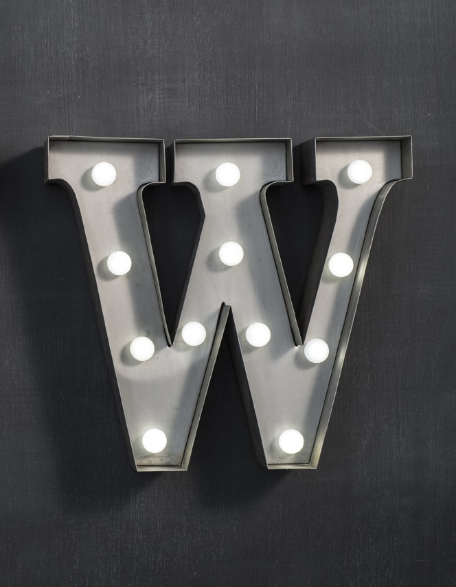 Настенный декор буква "W" с подсветкой LED, 2 цвета  в Москве