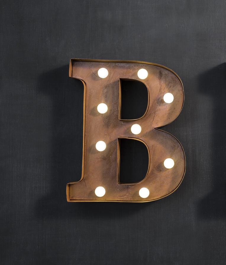 Настенный декор буква "B" с подсветкой LED, 2 цвета  в Москве