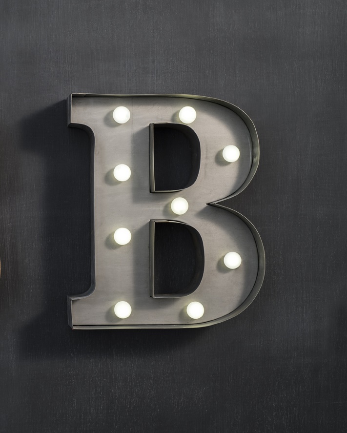 Настенный декор буква "B" с подсветкой LED, 2 цвета  в Москве