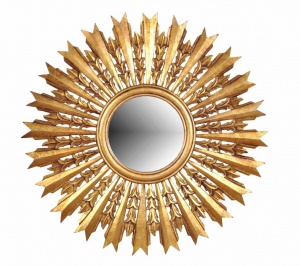 Зеркало круглое золотое с лучами в винтажном стиле  в Москве