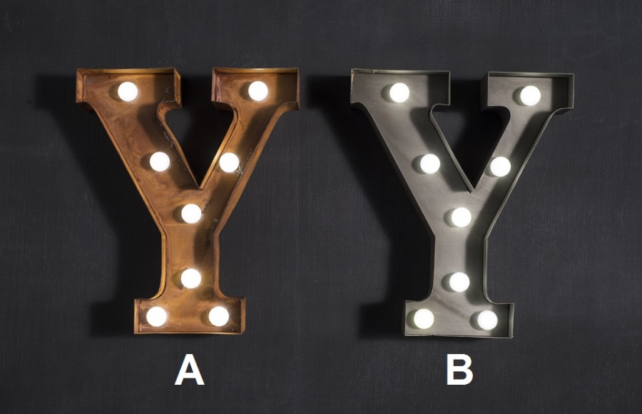 Настенный декор буква "Y" с подсветкой LED, 2 цвета  в Москве